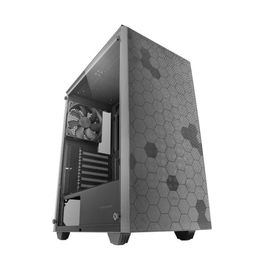 Mars Gaming MC-Q3 Caja de Ordenador ATX Torre Media, Gris, Panel de Vidrio Templado, 1 Ventilador RGB 120mm Trasero, Soporte para GPU 35cm