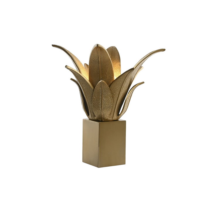 DKD Home Decor Lámpara de sobremesa en acero patinado dorado mate