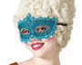 Antifaz azul con brillo y bordes decorativos para mujer