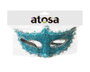 Antifaz azul con brillo y bordes decorativos para mujer
