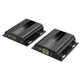 Digitus DA-91897 Conjunto Extensor IP HDMI 4K/60Hz 4096x2160 HDCP 2.2 Transmisor y Receptor sobre Cat6 hasta 200 m Negro