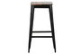 DKD Home Decor Taburete Horeca Vintage Negro Marrón de Metal y Madera. Altura Asiento 77 cm