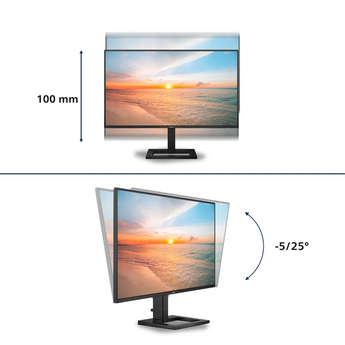 Philips 1000 Series Monitor Profesional 27E1N1600AE/00 - 27" QHD 2560x1440 IPS, 100Hz, 1ms MPRT, HDR, USB-C 65W, Altavoces, Ajuste en Altura, Negro