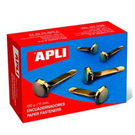 Apli Encuadernadores Metálicos Sin Arandela Dorados 17 mm - 100 Ud