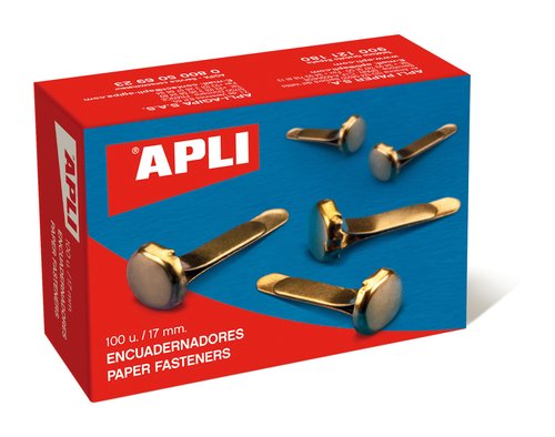 Apli Encuadernadores Metálicos Sin Arandela Dorados 17mm