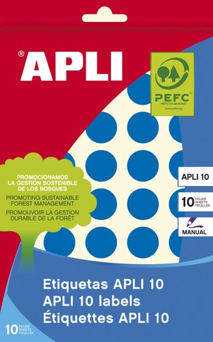 Apli Paq.320 etiquetas escritura manual redondas 19mm azul