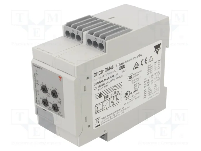 CARLO GAVAZZI DPC Relé de monitorización de tensión para raíl DIN 3 x 380...480V AC CARLO GAVAZZI DPC Relé de monitorización de tensión para raíl DIN 3 x 380...480V AC
