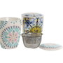 DKD Home Decor Set de 2 Tazas de Porcelana para Infusiones, 340ml