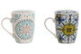 DKD Home Decor Mug Infusiones Mediterraneo Blanco Azul Porcelana/Inox 2 Unidades 6 x 10.5 x 8.3 cm