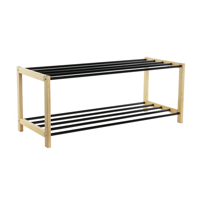 DKD Home Decor Zapatero Negro Natural Pino y Acero 80x31x32 cm DKD Home Decor Zapatero Negro Natural Pino y Acero 80x31x32 cm