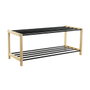 DKD Home Decor Zapatero Negro Natural Pino y Acero 80x31x32 cm