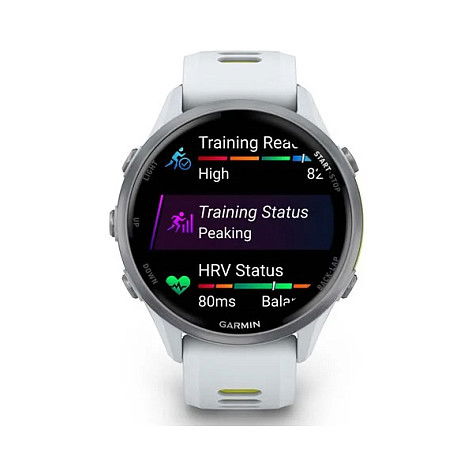 Garmin Forerunner 965 Reloj Inteligente Deportivo GPS Titanium 47mm Pantalla AMOLED Táctil 1.4" Blanco, Compatible con iPhone y Android, Batería 26h, 56g, Forerunner965