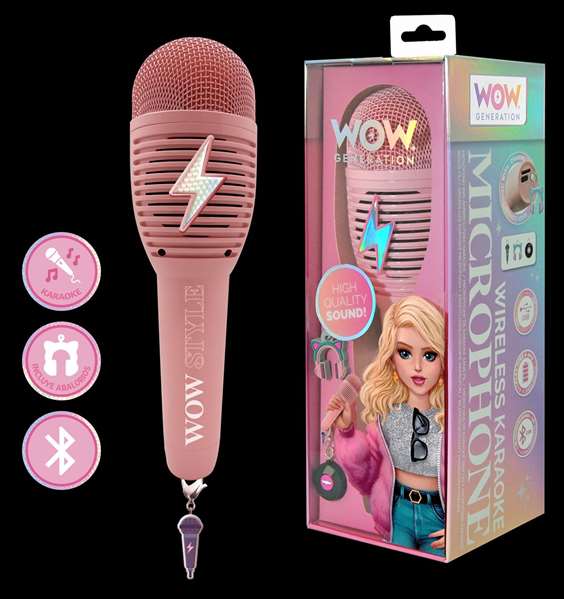 WOW Generation Micrófono Karaoke Grabador con Bluetooth, Batería 6-8h y Abalorios Intercambiables para Niños WOW Generation Micrófono Karaoke Grabador con Bluetooth, Batería 6-8h y Abalorios Intercambiables para Niños