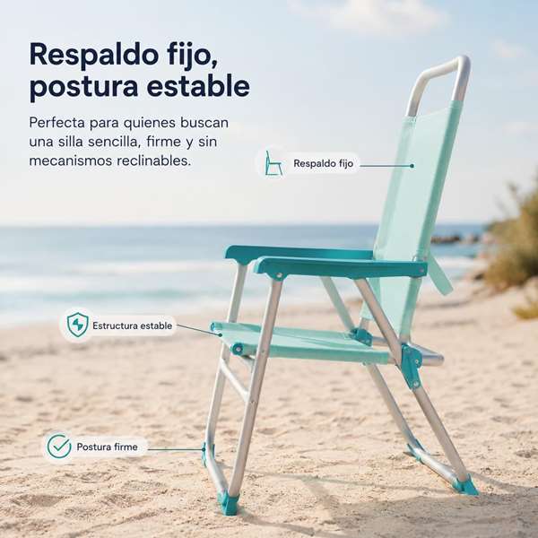 JugaToys Silla de playa de aluminio color aguamarina con asas