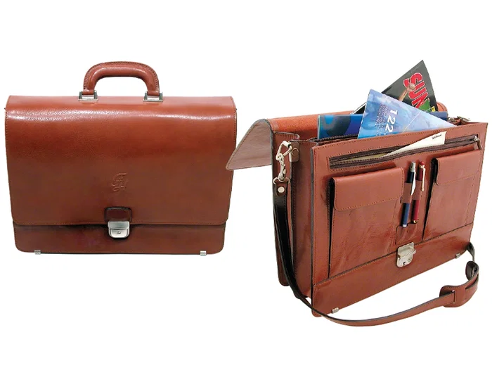 Q-connect Cartera Portafolios Artesania Piel con Broche 403x300x105 mm Fabricada en Ubrique