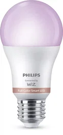 Philips 8720169170933 - Bombilla LED Inteligente WiZ, Wi-Fi/Bluetooth, A60 E27 8.5W (Equivalente 60W), Blanco Mate, RGB y Blanco Regulable (Cálido a Frío), Control por App y Voz