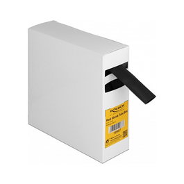 DeLOCK Tubo termorretráctil con adhesivo 3:1, 5 m x 15 mm, Negro