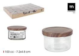 La Mediterran Tarrito Vidrio Multiusos Wood 100 cc 7.2x4.8 cm (72 Unidades)