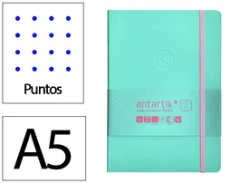 Antartik Cuaderno Tapa Blanda A5 Hojas Puntos Rosa y Turquesa 80 Hojas 80 gr FSC