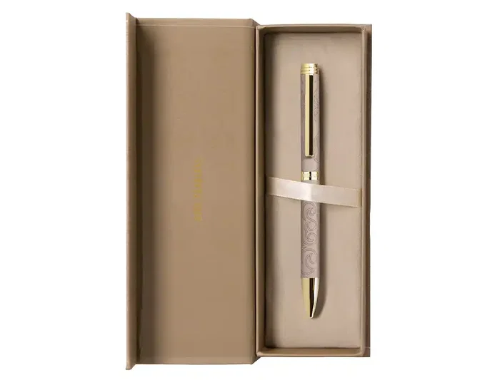 Belius Wild West Bolígrafo Aluminio Beige Dorado, Tinta Azul, Caja de Diseño