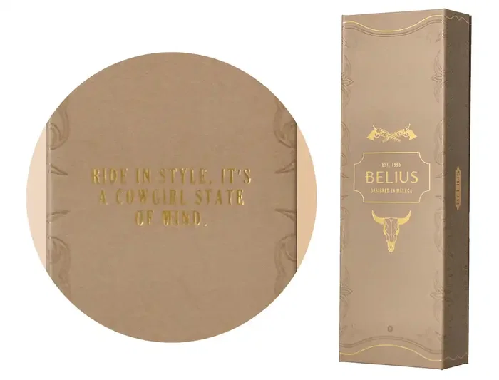 Belius Wild West Bolígrafo Aluminio Beige Dorado, Tinta Azul, Caja de Diseño