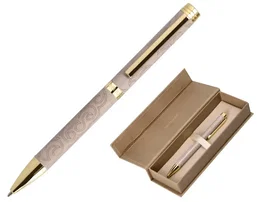 Belius Wild West Bolígrafo Aluminio Beige Dorado, Tinta Azul, Caja de Diseño