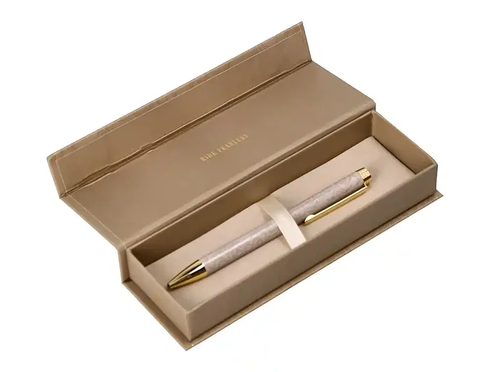 Belius Wild West Bolígrafo Aluminio Beige Dorado, Tinta Azul, Caja de Diseño