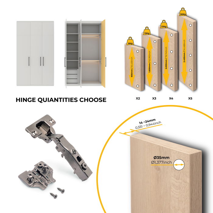 Emuca Lote de 20 bisagras rectas X91 con cierre suave y suplementos Euro, Altura 0, Acero, Titanio Emuca Lote de 20 bisagras rectas X91 con cierre suave y suplementos Euro, Altura 0, Acero, Titanio
