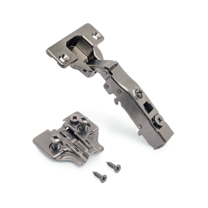 Emuca Lote de 20 bisagras rectas X91 con cierre suave y suplementos Euro, Altura 0, Acero, Titanio Emuca Lote de 20 bisagras rectas X91 con cierre suave y suplementos Euro, Altura 0, Acero, Titanio