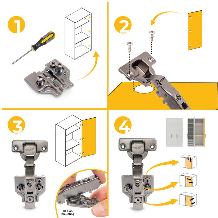 Emuca Lote de 20 bisagras rectas X91 con cierre suave y suplementos Euro, Altura 0, Acero, Titanio Emuca Lote de 20 bisagras rectas X91 con cierre suave y suplementos Euro, Altura 0, Acero, Titanio