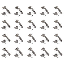 Emuca Lote de 20 bisagras rectas X91 con cierre suave y suplementos Euro, Altura 0, Acero, Titanio