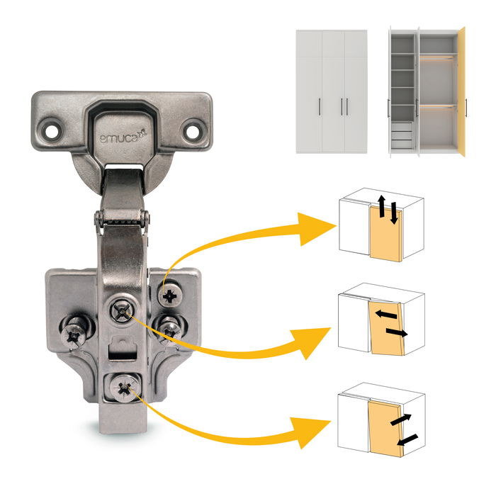 Emuca Lote de 20 bisagras rectas X91 con cierre suave y suplementos Euro, Altura 0, Acero, Titanio Emuca Lote de 20 bisagras rectas X91 con cierre suave y suplementos Euro, Altura 0, Acero, Titanio