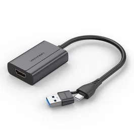 Vention ACYHB Adaptador USB-C + USB-A Macho a HDMI Hembra, Cable 0.15 m, 1080p 60Hz, Gris