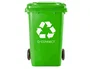 Q-connect Papelera Contenedor Plástico Verde para Envases de Vidrio 100L con Tapa y Ruedas 750x470x370 mm