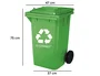 Q-connect Papelera Contenedor Plástico Verde para Envases de Vidrio 100L con Tapa y Ruedas 750x470x370 mm