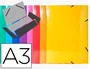 Exacompta Carpeta Iderama Gomas Cartón 600 gr Tres Solapas DIN A3 Colores Surtidos