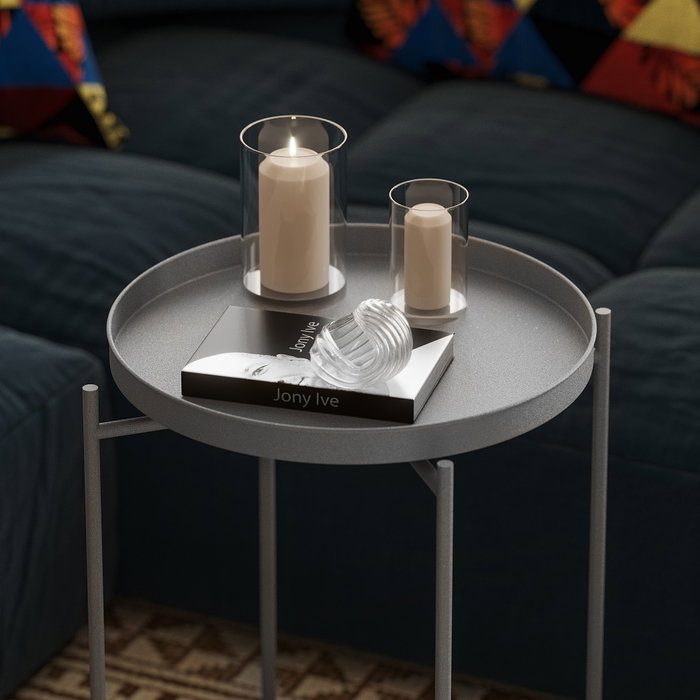 Hanah Home Mesa de Centro SHB-007-C Metal Gris 46x56x46 cm