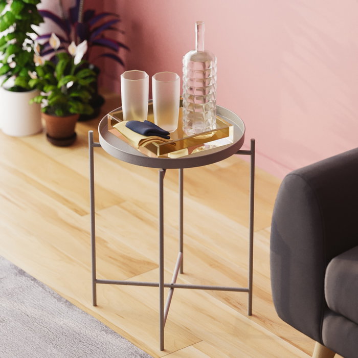 Hanah Home Mesa de Centro SHB-007-C Metal Gris 46x56x46 cm