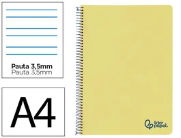 Liderpapel Cuaderno Espiral A4 Wonder Amarillo 80 Hojas 90g/m²