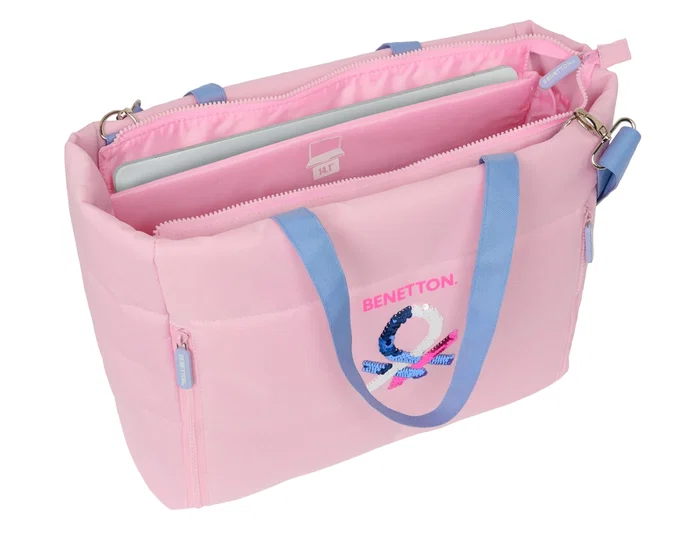 Safta Bolso con bolsillo para portátil 14,1'' Benetton Pink