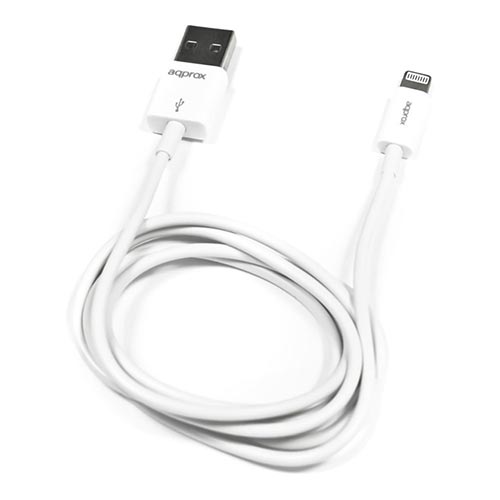 Approx Cable USB 2.0 A Lightning 1m Blanco appC03V2 - Para iPhone, iPad, iPod Approx Cable USB 2.0 A Lightning 1m Blanco appC03V2 - Para iPhone, iPad, iPod