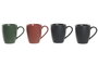 DKD Home Decor Set de 4 tazas de gres y rubberwood Verde, Lianfeng 21