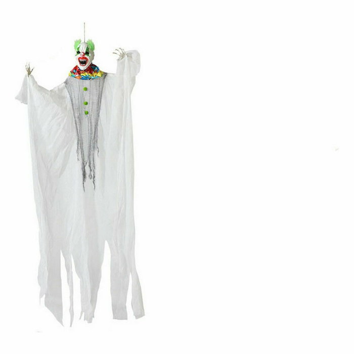 Atosa Payaso Colgante de Halloween de Tela para Exteriores de 180 cm, Ropa Blanca y Cara Monstruosa