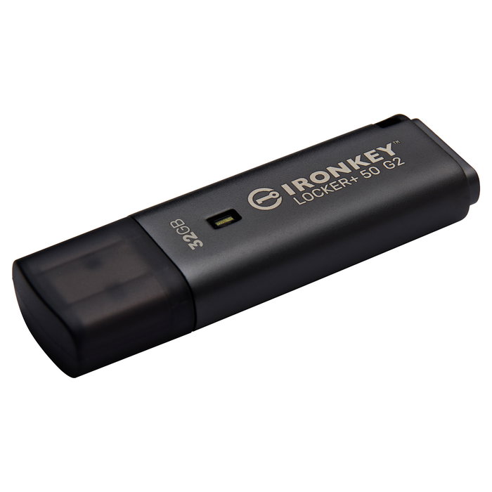 Kingston IronKey Locker Plus 50 G2 32GB USB 3.2 Gen 1 USB-A Memoria USB Segura FIPS 197 AES-256 Negro con Tapa y Llavero