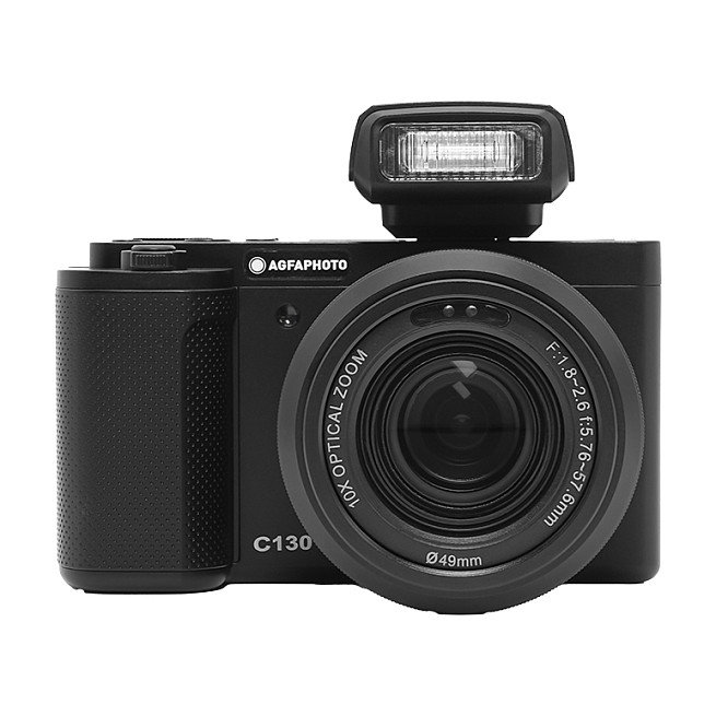 AgfaPhoto Realishot C130 - Cámara Compacta 24 MP, Sensor CMOS, Zoom Óptico 10x, Grabación 4K Ultra HD, Pantalla Táctil 2.8", WiFi, Negro