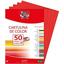 FIXO Paquete de 50 cartulinas A4 de 180g color rojo
