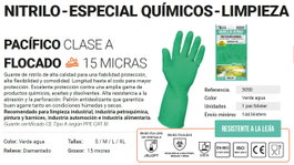 SIFER Guante Químico Nitrilo 15µ Flocado Clase A Talla L