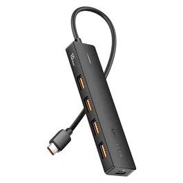 Vention Hub USB Tipo-C 3.2 CKCBB 4xUSB 1xUSB Tipo-C PD Negro