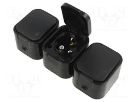 ABEX Tomacorriente Schuko Triple Negro