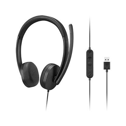 Lenovo 4XD1P83425 - Auriculares Diadema Alámbricos USB-A Estéreo (Negro) para Llamadas y Música - Plegables, Circumaural, Frecuencia 20-20000 Hz